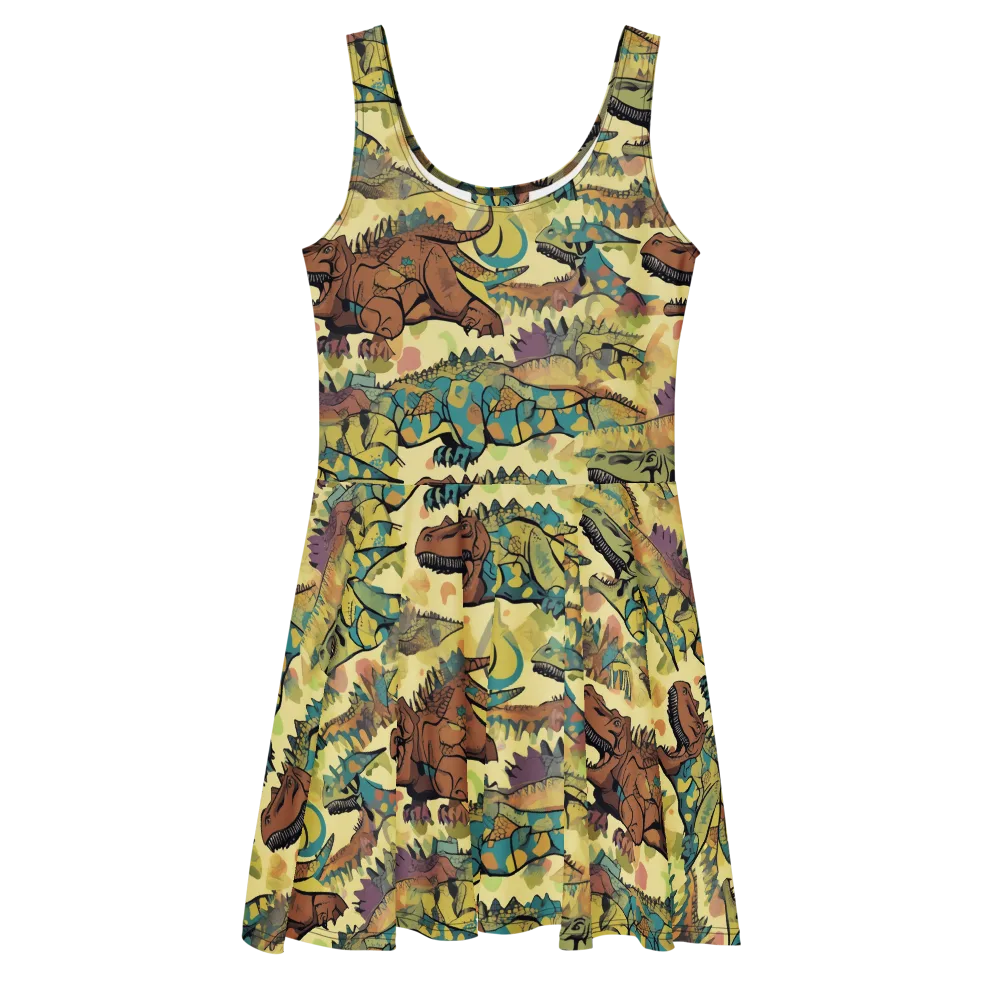 Dino Dreamscape on Skater Dress — Front