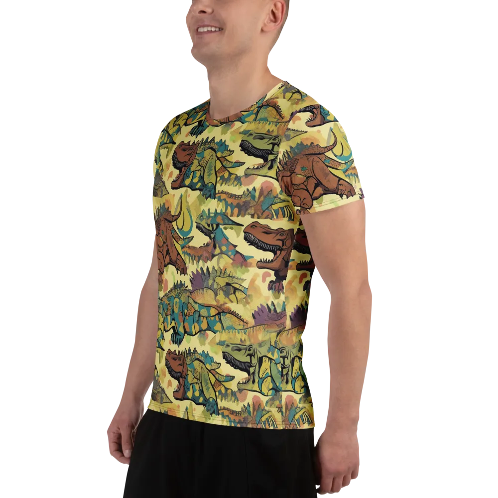 Dino Dreamscape on Men's Athletic T-Shirt — Left