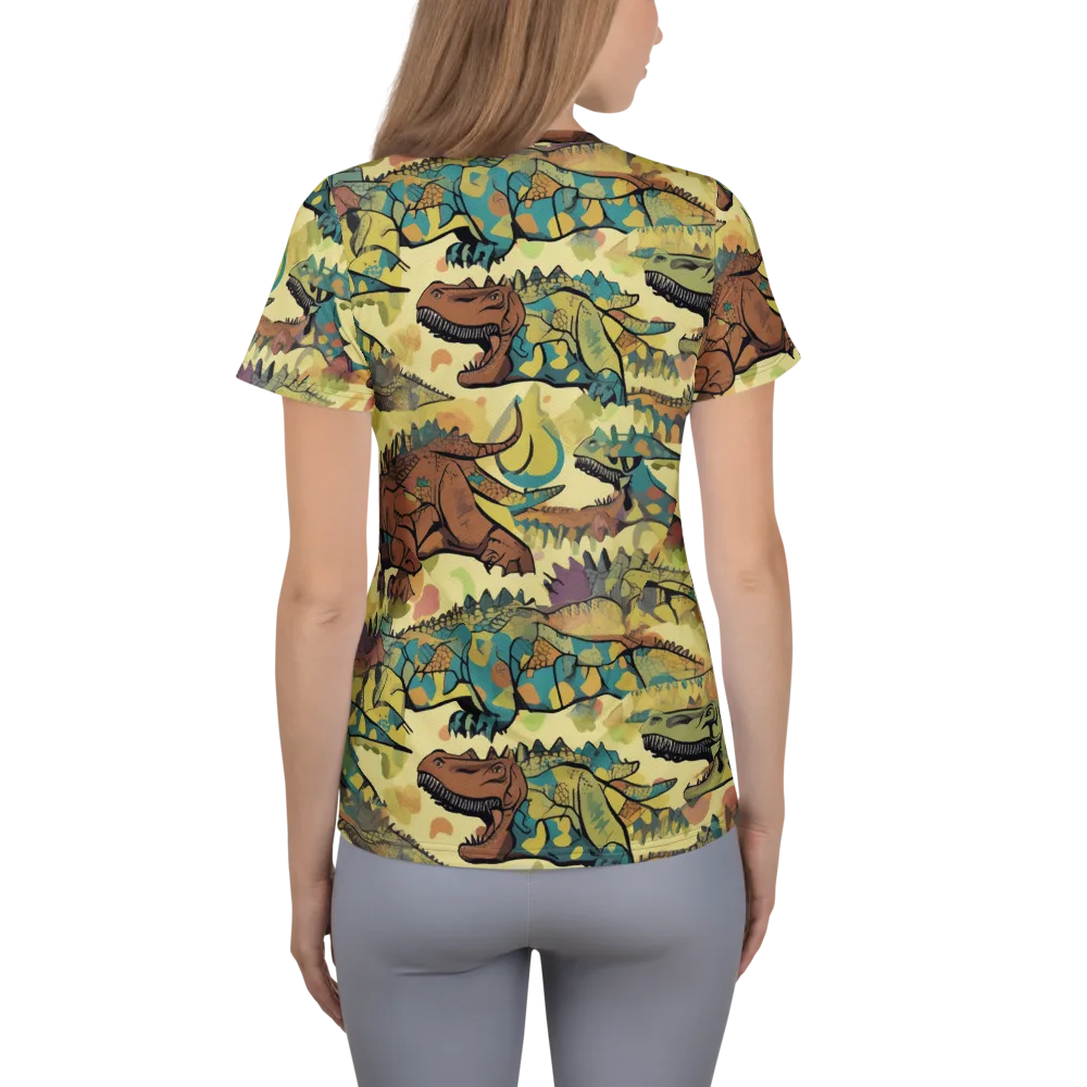 Dino Dreamscape on Women's Athletic T-Shirt — Back