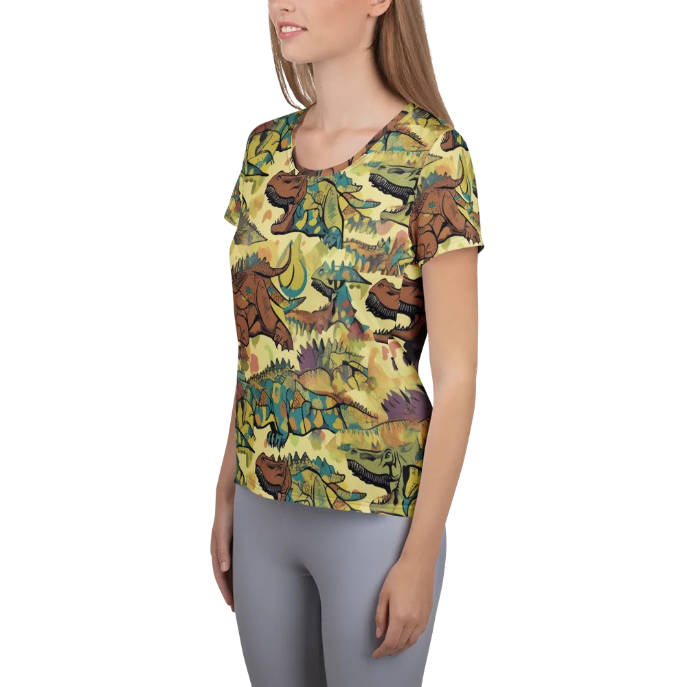 Dino Dreamscape on Women's Athletic T-Shirt — Left