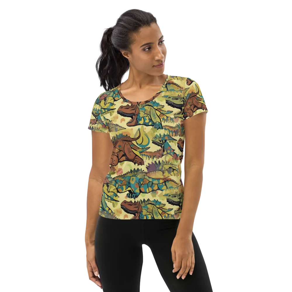 Dino Dreamscape on Women's Athletic T-Shirt — Front
