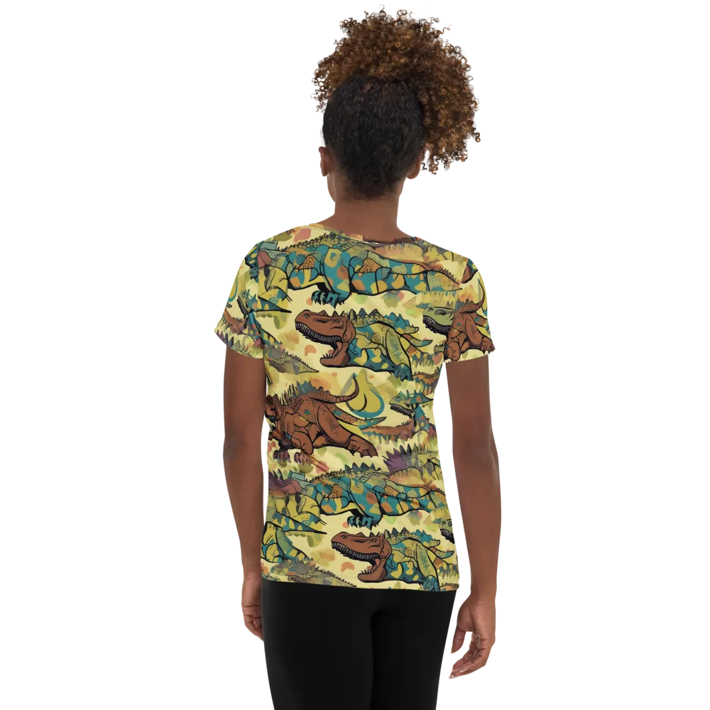 Dino Dreamscape on Women's Athletic T-Shirt — Back