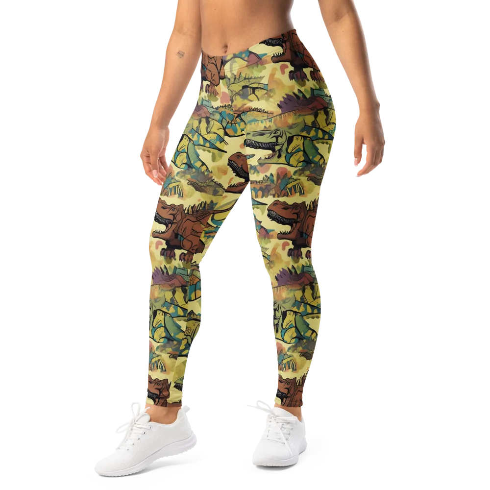 Dino Dreamscape on Leggings — Left Front