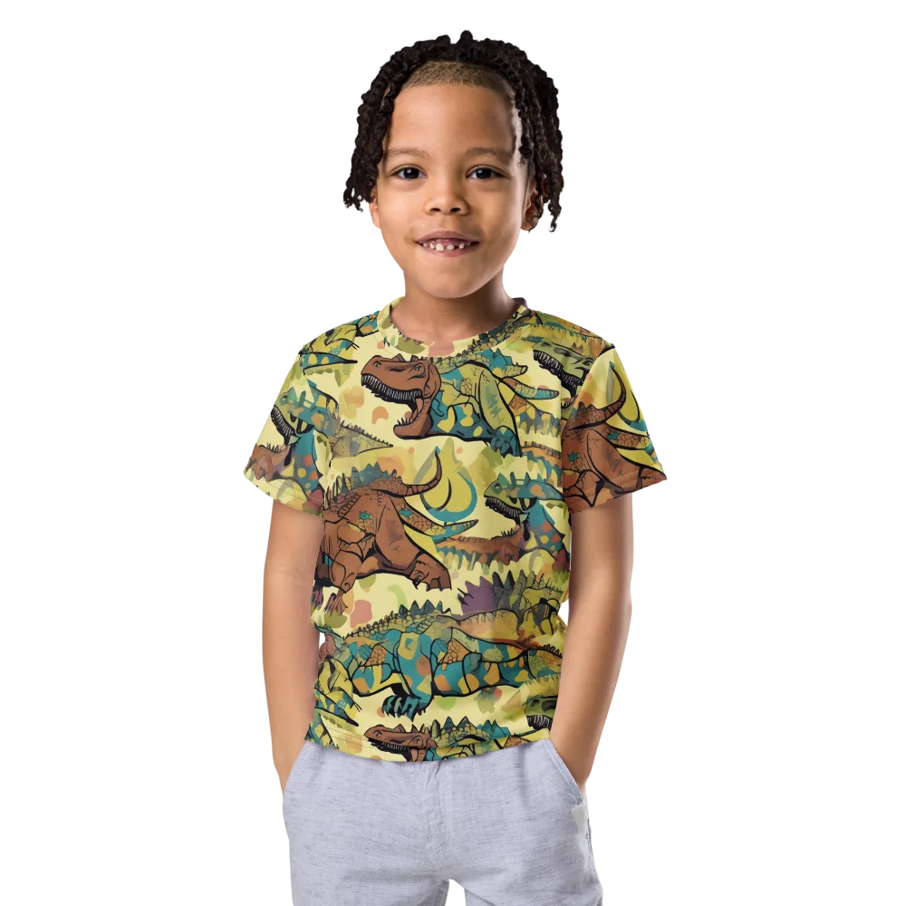 Dino Dreamscape on Kids Crew Neck T-Shirt — Front