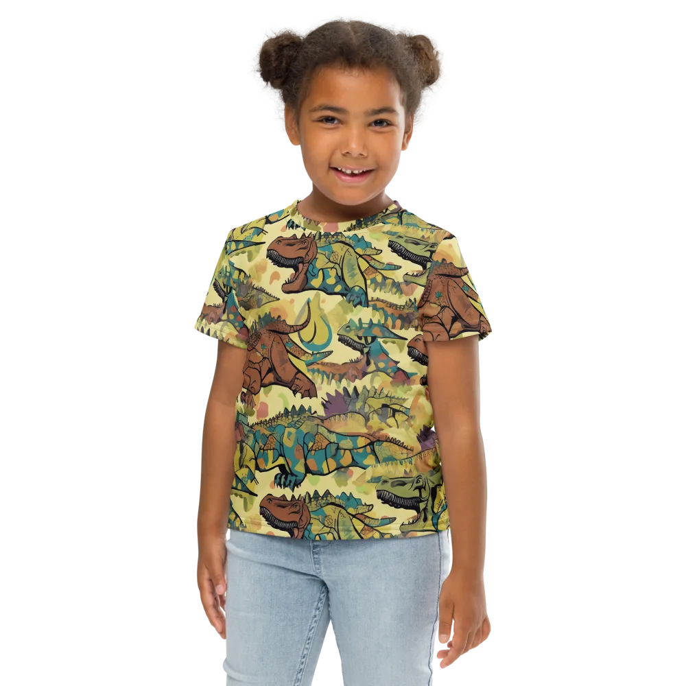 Dino Dreamscape on Kids Crew Neck T-Shirt — Front