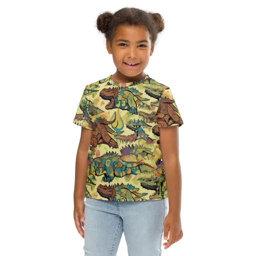 Dino Dreamscape on a Kids Crew Neck T-Shirt