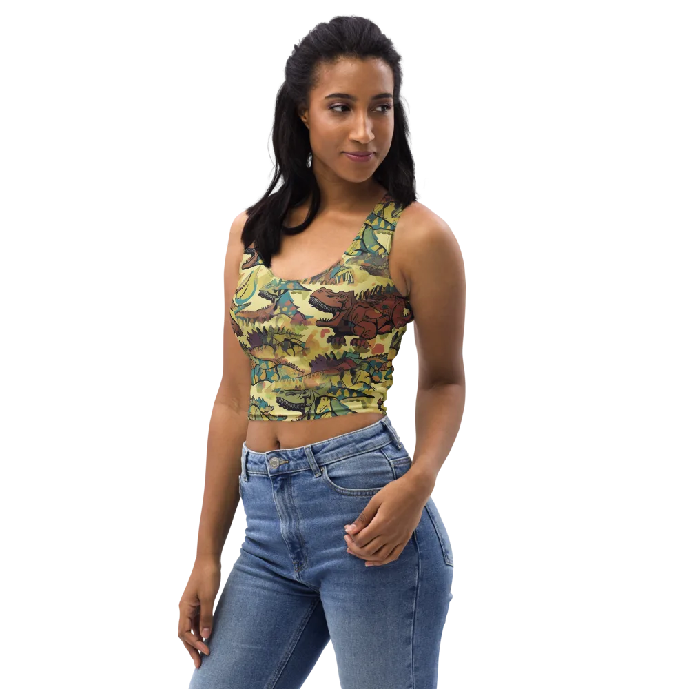 Dino Dreamscape on Crop Top — Left Front