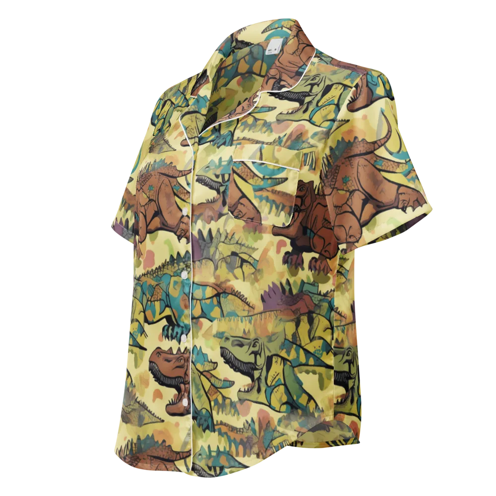 Dino Dreamscape on Women's Short Sleeve Pajama Top — Left Front