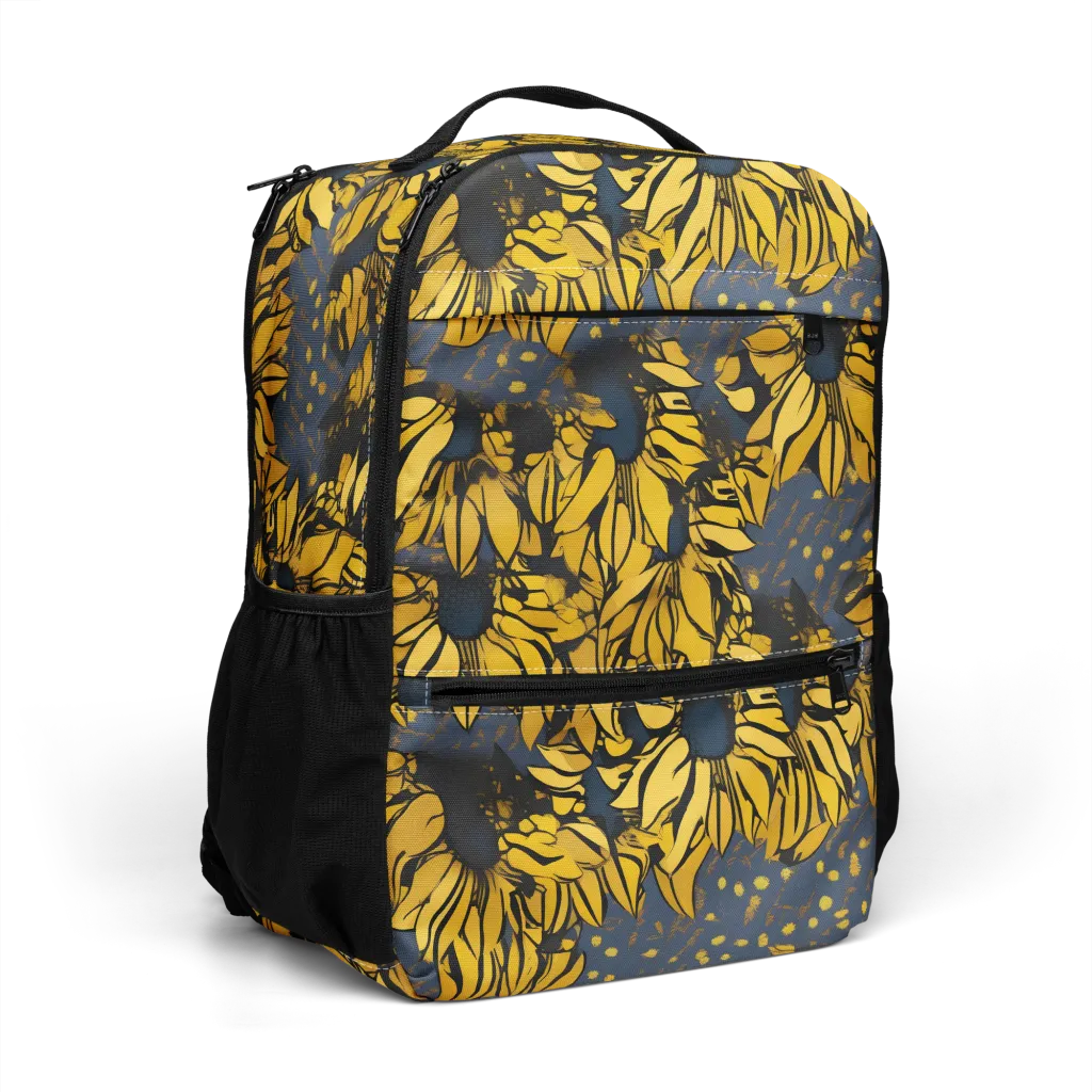 Golden Midnight Bloom on Utility Backpack — Right Front