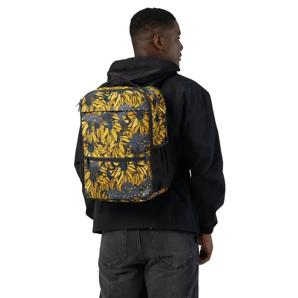 Golden Midnight Bloom on Utility Backpack — Back