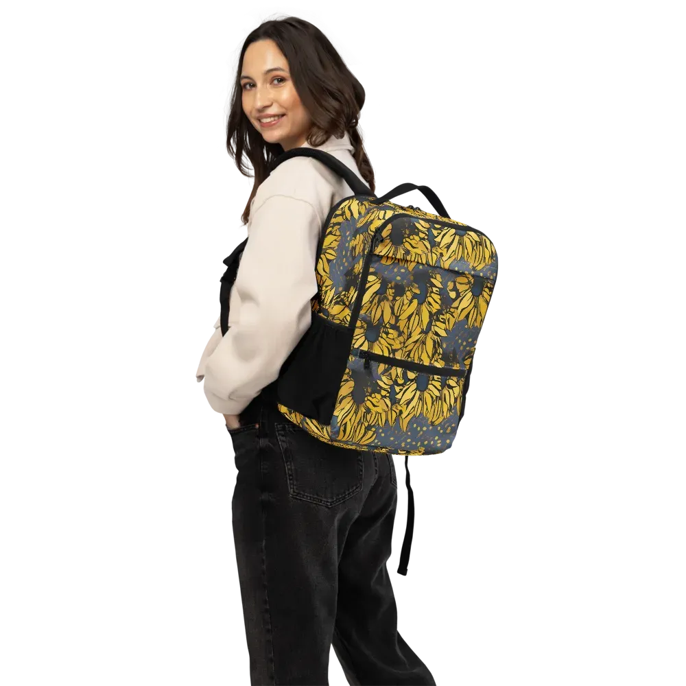 Golden Midnight Bloom on Utility Backpack — Back