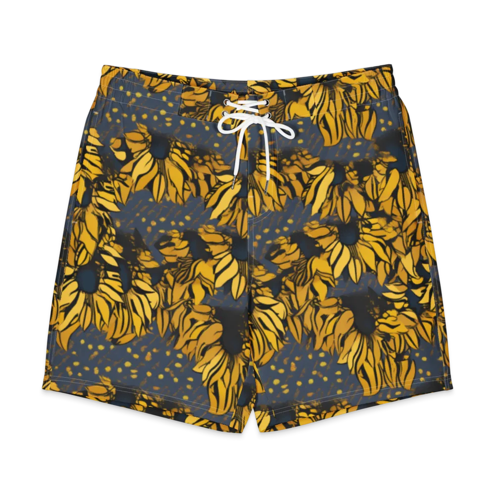 Golden Midnight Bloom on Men's Board Shorts — Front