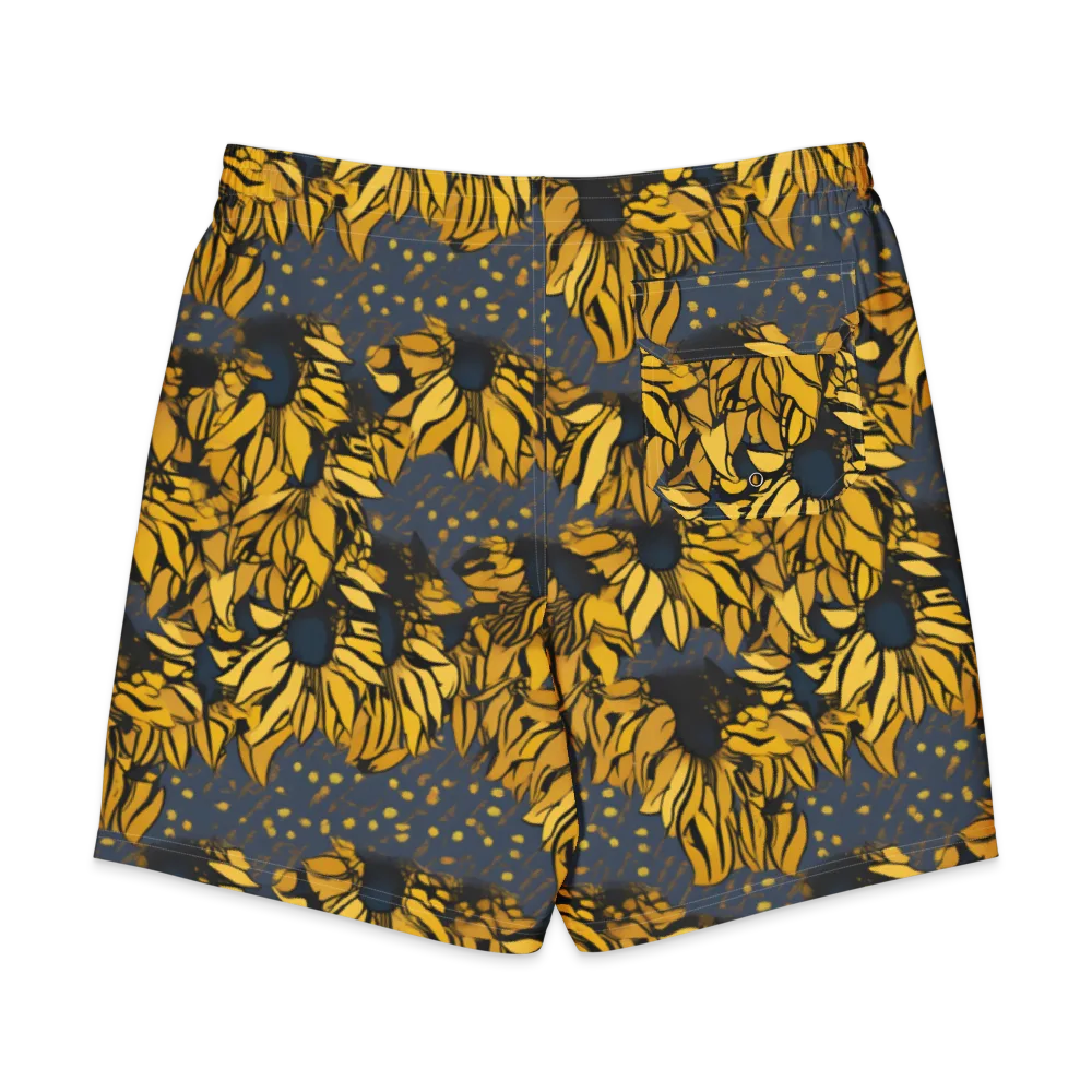 Golden Midnight Bloom on Men's Board Shorts — Back