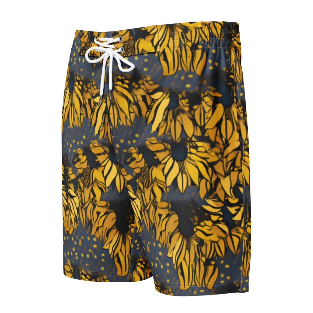 Golden Midnight Bloom on Men's Board Shorts — Front