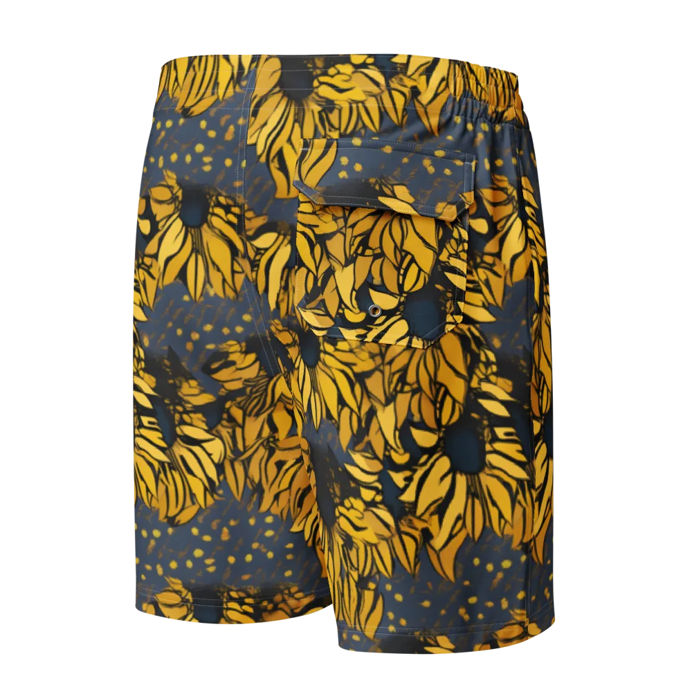 Golden Midnight Bloom on Men's Board Shorts — Back