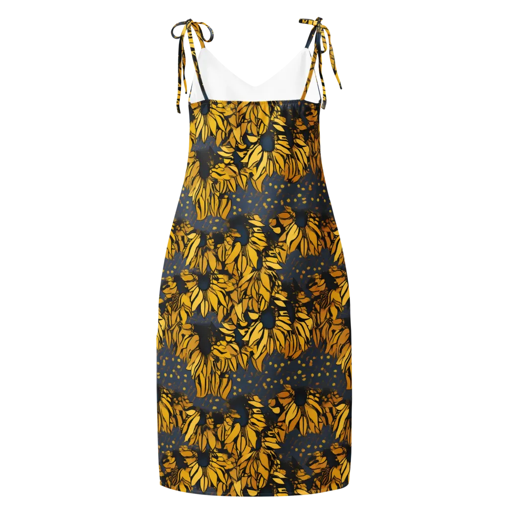 Golden Midnight Bloom on Slip Dress — Back
