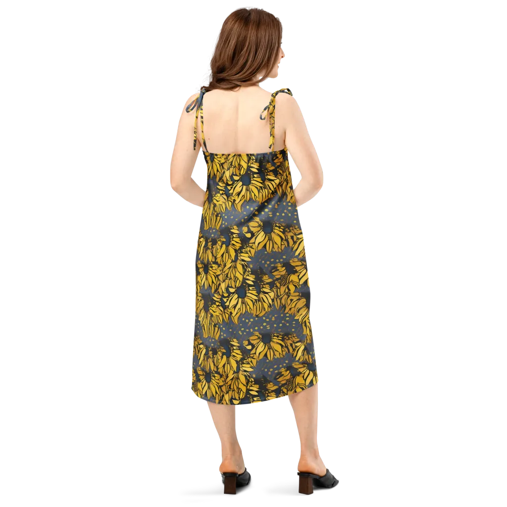 Golden Midnight Bloom on Slip Dress — Back