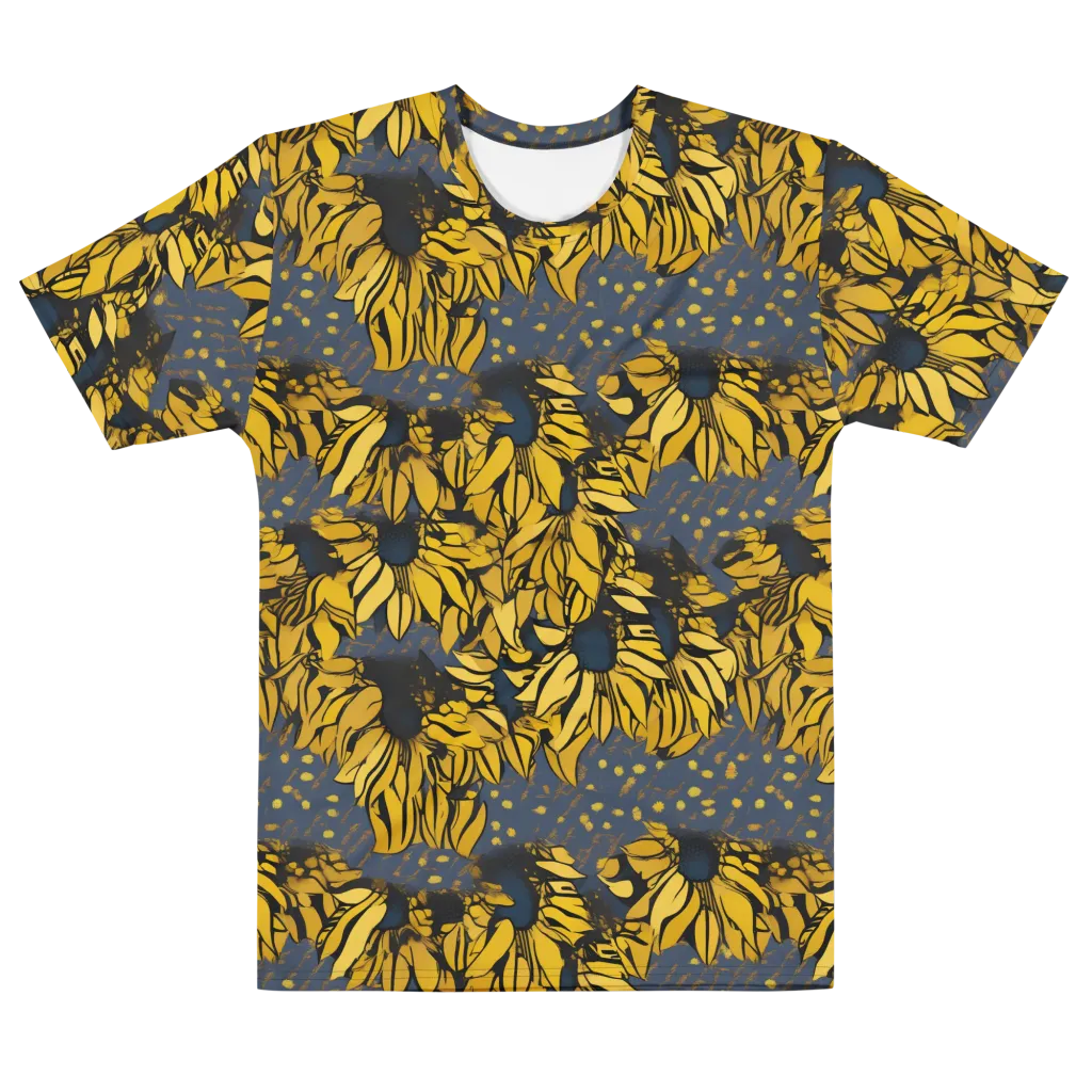 Golden Midnight Bloom on Men's Cotton Crew Neck T-Shirt — Front