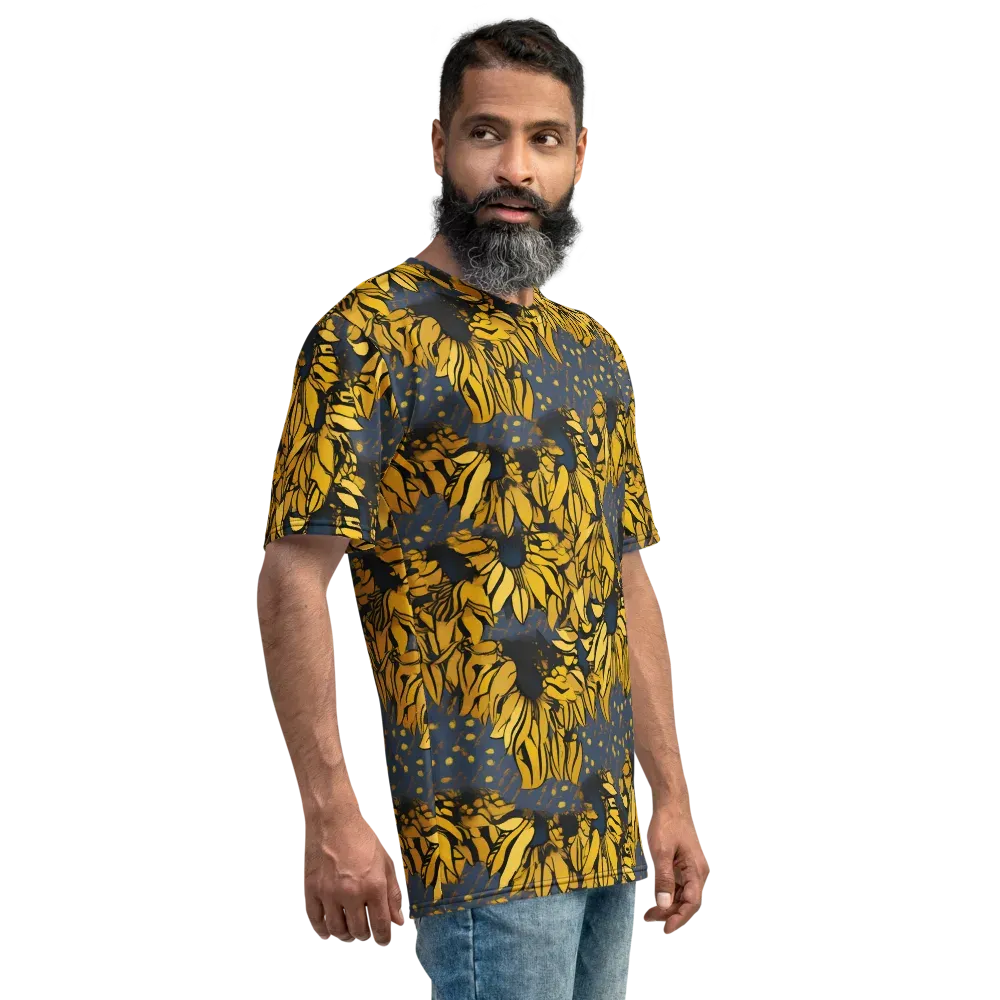 Golden Midnight Bloom on Men's Crew Neck T-Shirt — Right
