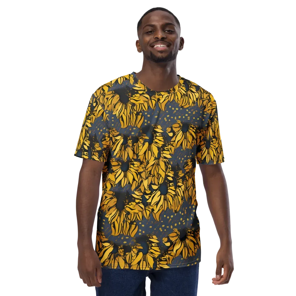 Golden Midnight Bloom on Men's Crew Neck T-Shirt — Front