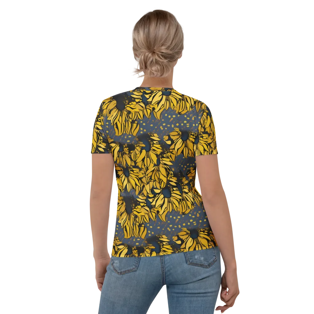 Golden Midnight Bloom on Women's Crew Neck T-Shirt — Back