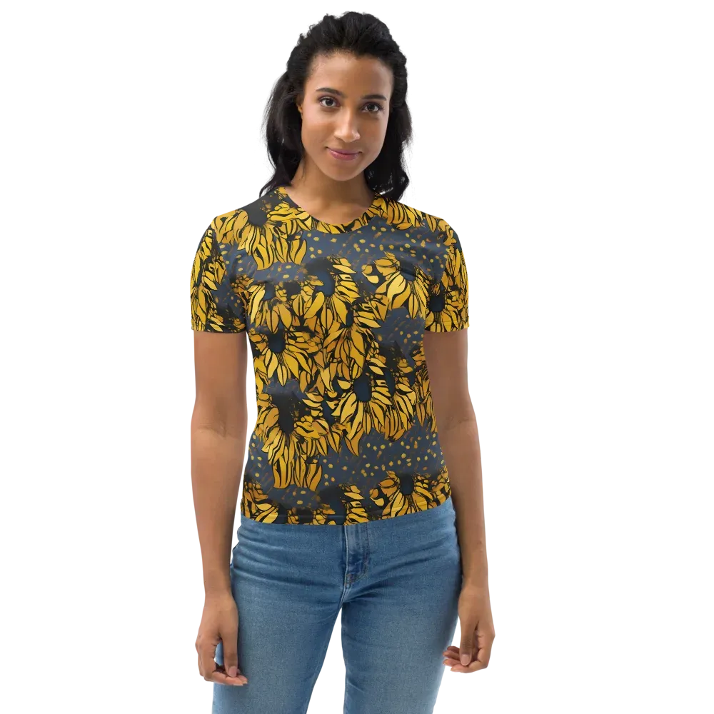 Golden Midnight Bloom on Women's Crew Neck T-Shirt — Front