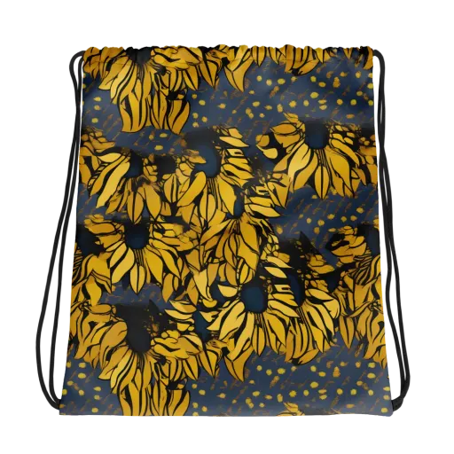 Golden Midnight Bloom on a Drawstring Bag
