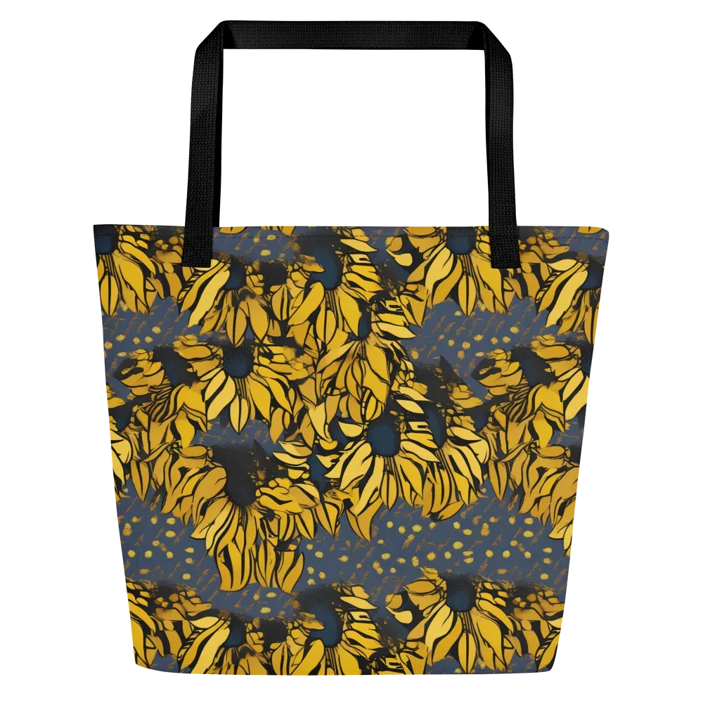 Golden Midnight Bloom on Large Tote Bag W/ Pocket — Front