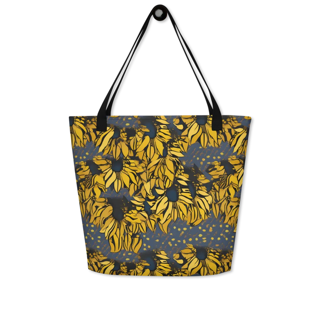 Golden Midnight Bloom on Large Tote Bag W/ Pocket — Front