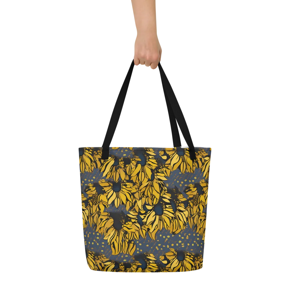 Golden Midnight Bloom on Large Tote Bag W/ Pocket — Front