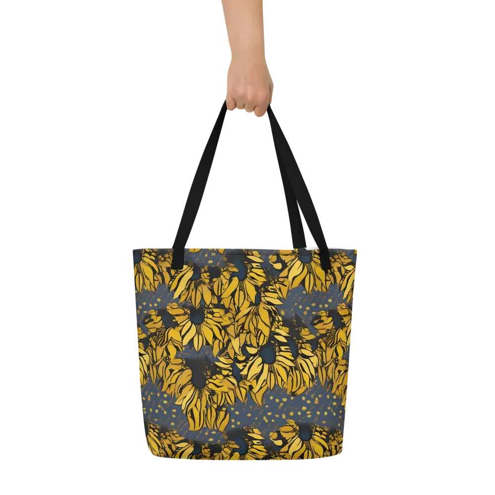 Golden Midnight Bloom on Large Tote Bag W/ Pocket — Front