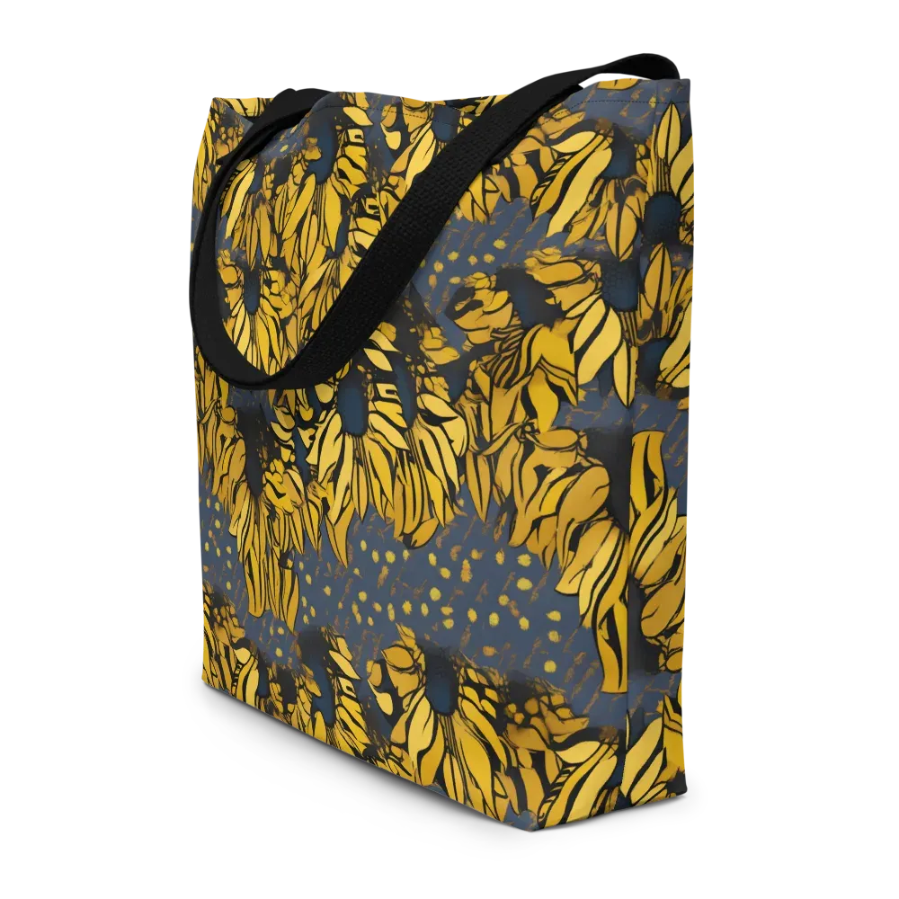 Golden Midnight Bloom on Large Tote Bag W/ Pocket — Front