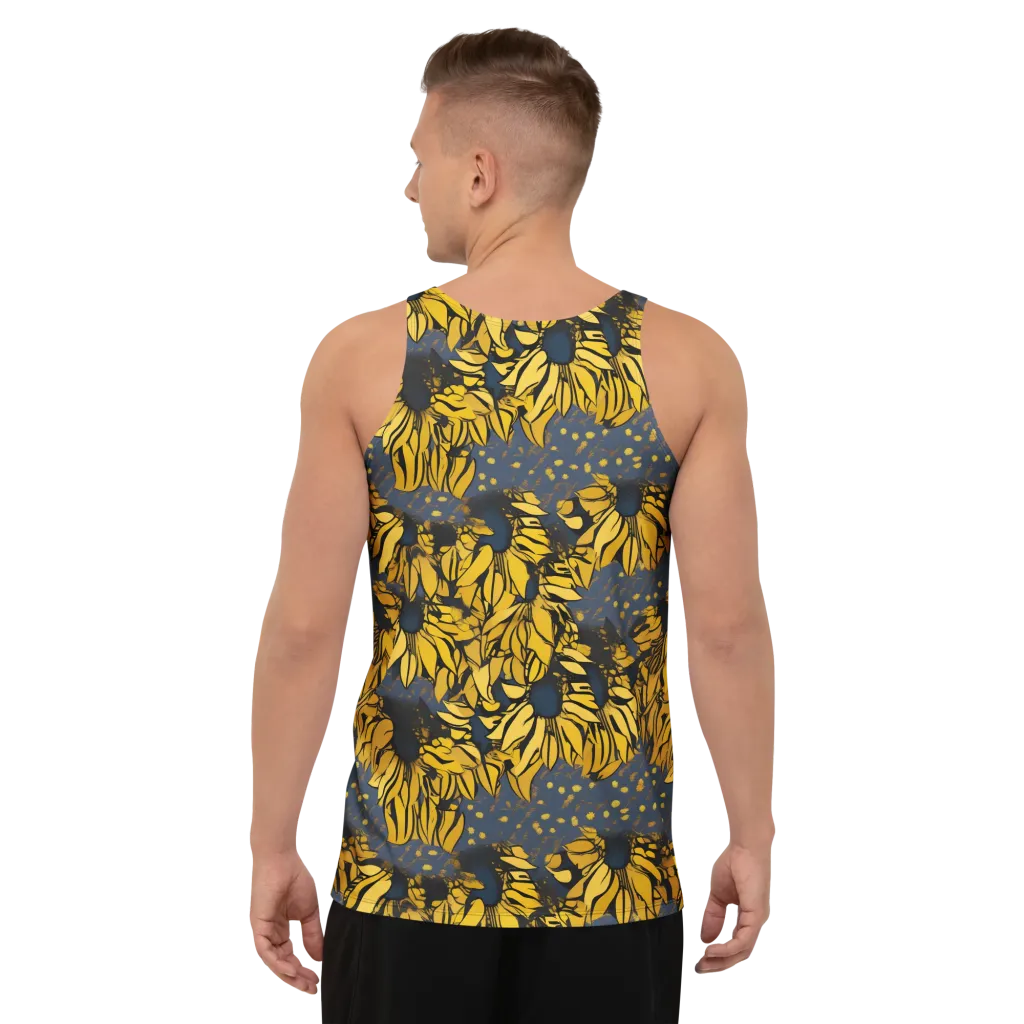 Golden Midnight Bloom on Men's Tank Top — Back