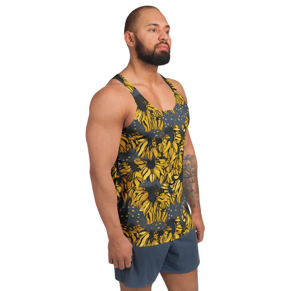Golden Midnight Bloom on Men's Tank Top — Right Front