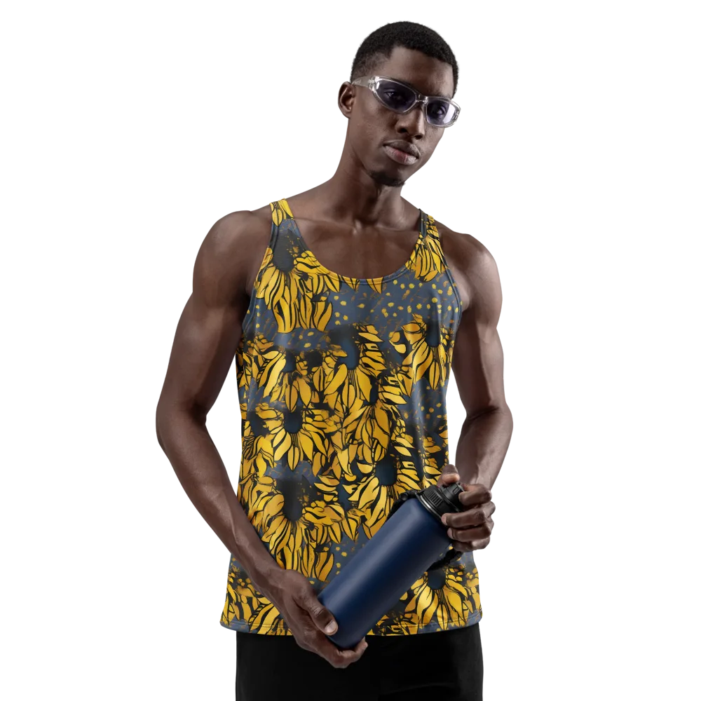 Golden Midnight Bloom on Men's Tank Top — Front