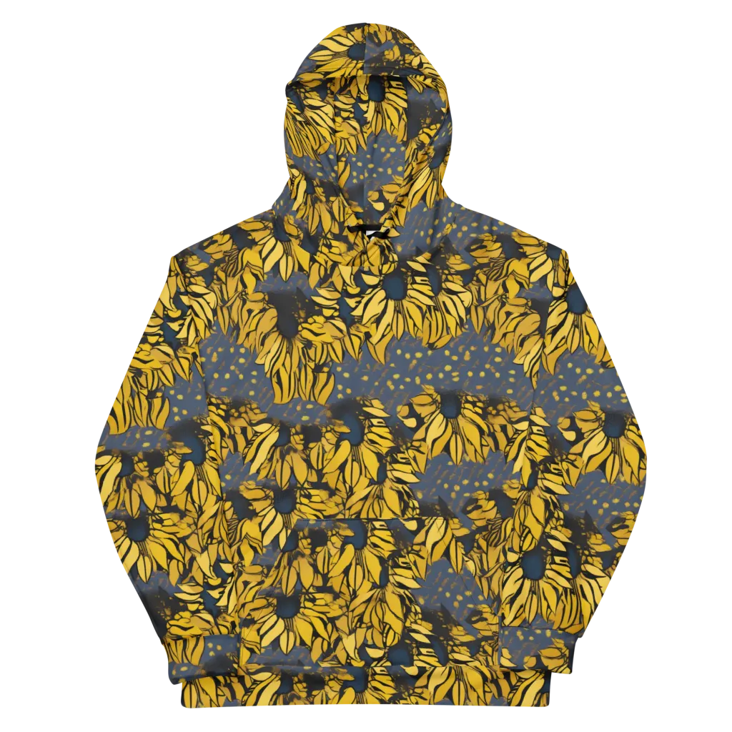 Golden Midnight Bloom on Cotton Hoodie — Front