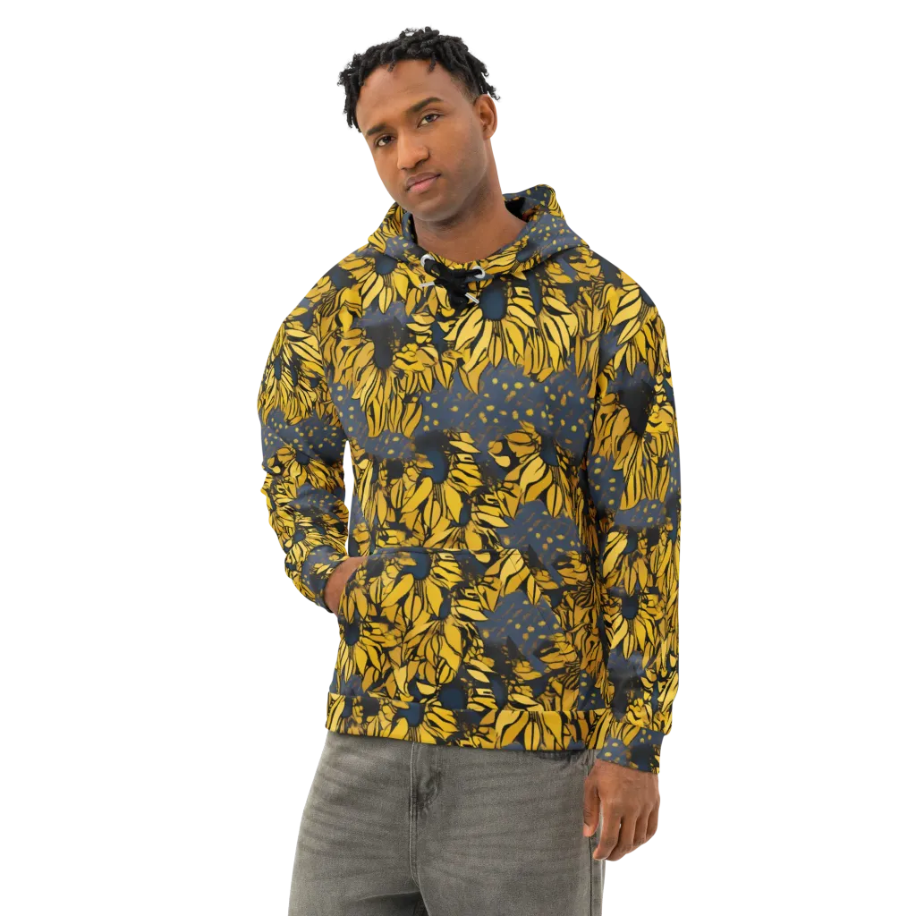 Golden Midnight Bloom on Cotton Hoodie — Left Front