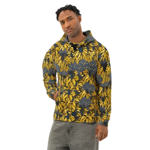 Golden Midnight Bloom on a Cotton Hoodie