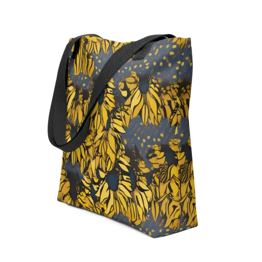 Golden Midnight Bloom on a Tote Bag