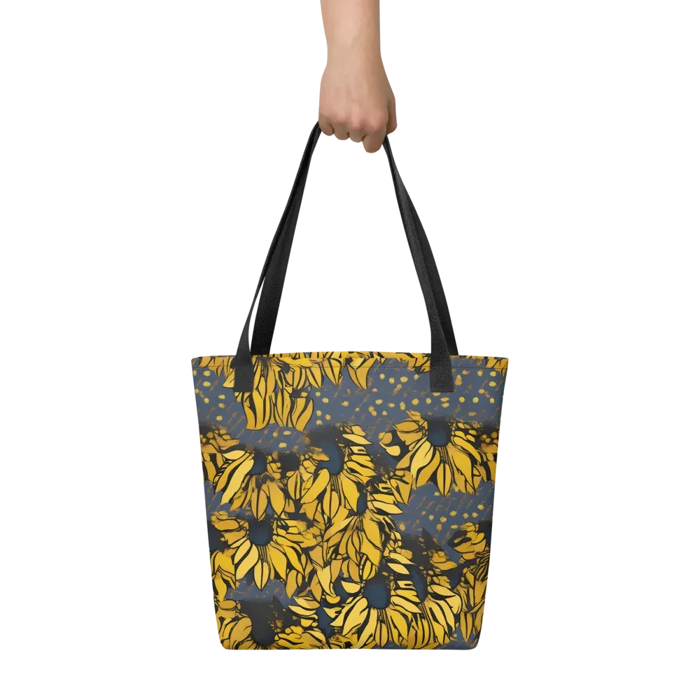 Golden Midnight Bloom on Tote Bag — Front