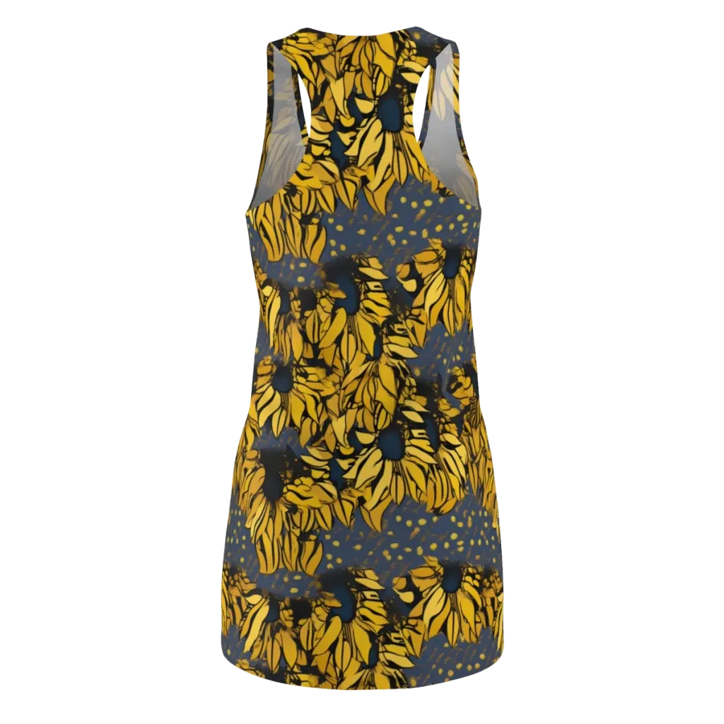 Golden Midnight Bloom on Racerback Dress — Back