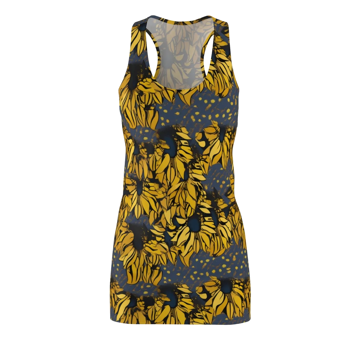 Golden Midnight Bloom on Racerback Dress — Front