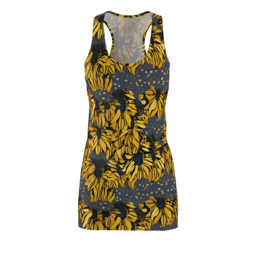 Golden Midnight Bloom on a Racerback Dress