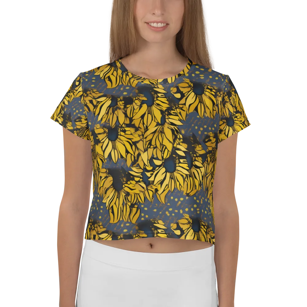 Golden Midnight Bloom on Crop Tee — Front