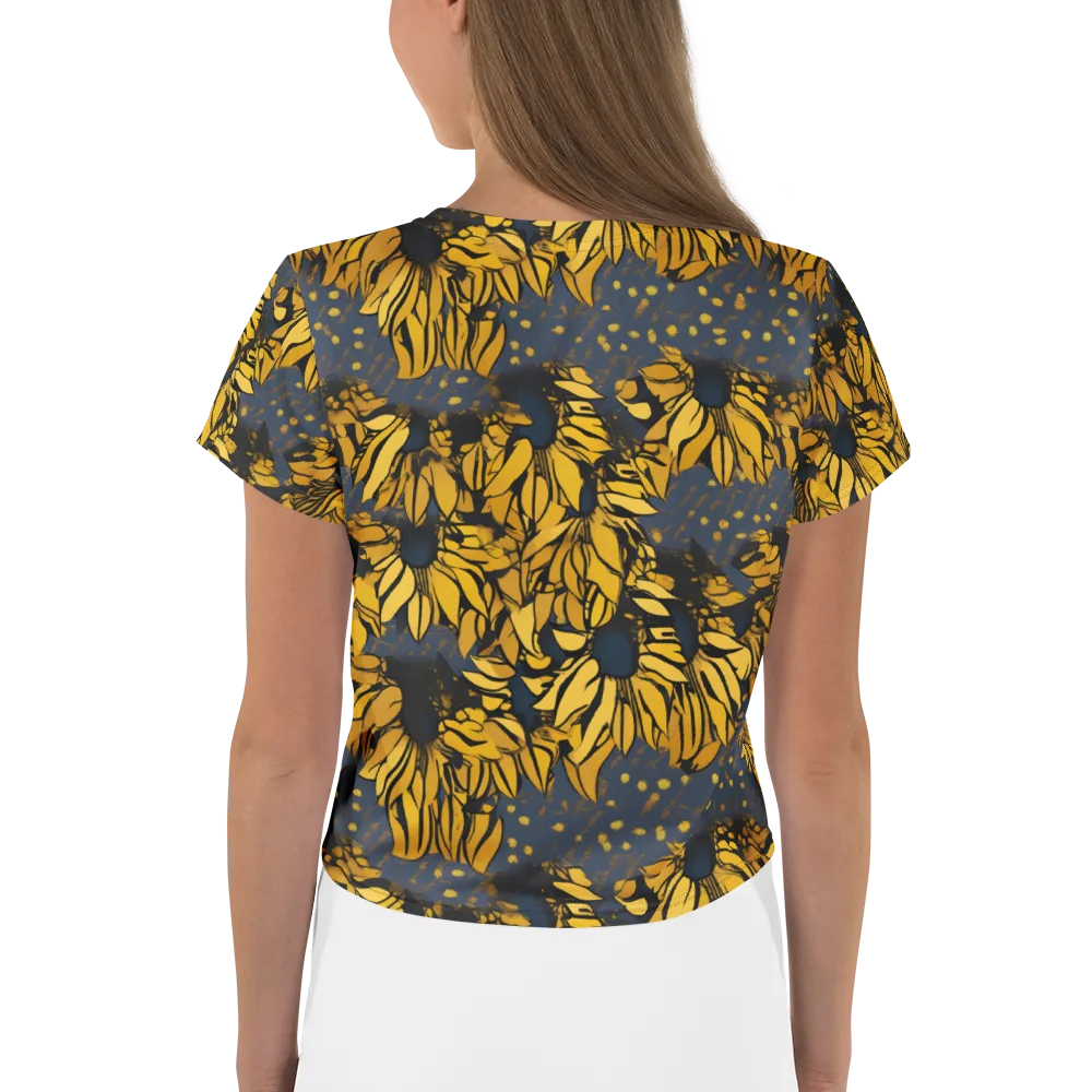 Golden Midnight Bloom on Crop Tee — Back