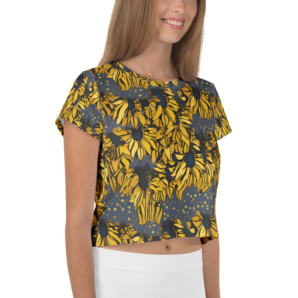 Golden Midnight Bloom on Crop Tee — Right