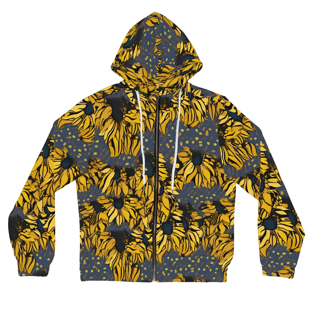 Golden Midnight Bloom on Women's Full-Zip Hoodie — Front
