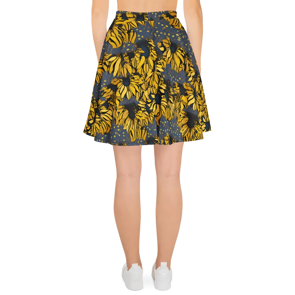 Golden Midnight Bloom on Skater Skirt — Back