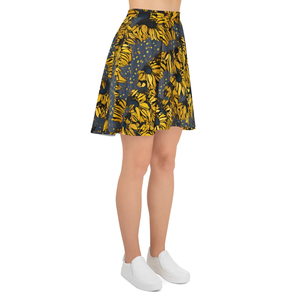 Golden Midnight Bloom on Skater Skirt — Right
