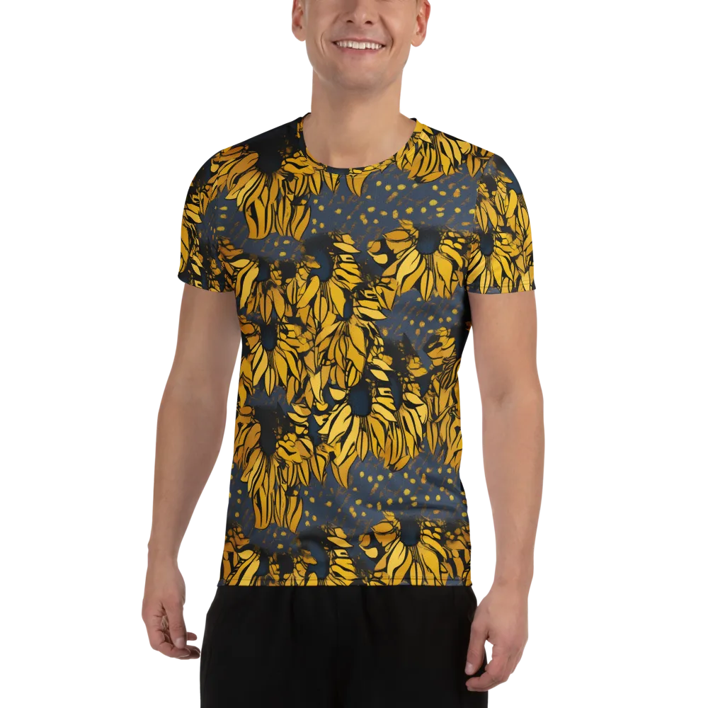 Golden Midnight Bloom on Men's Athletic T-Shirt — Front